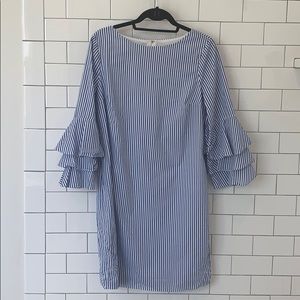Chico’s Striped Dress with Ruffle Sleeve